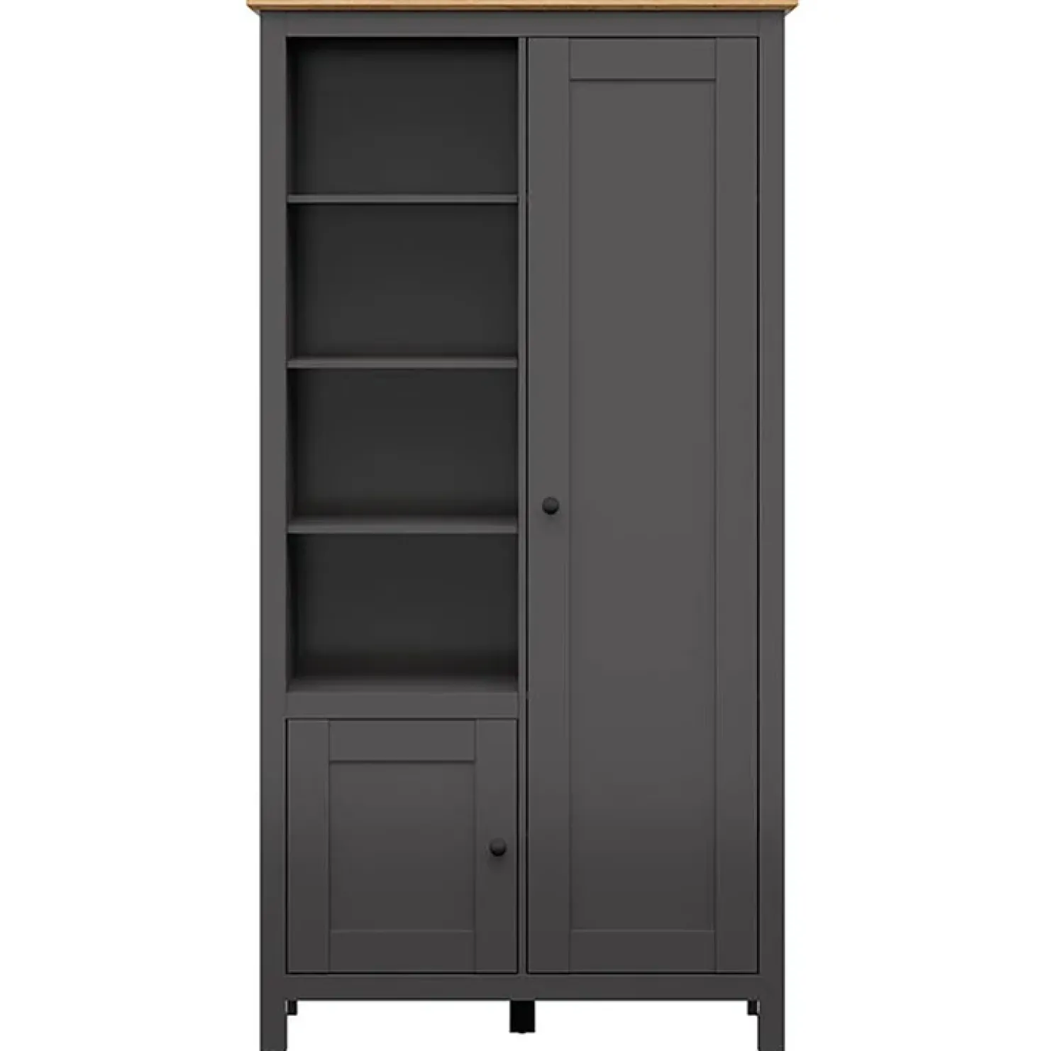 Garnero Arredamenti Armadio soggiorno 106x203h cm 4 vani giorno nero grafite rovere chiaro Holga Best