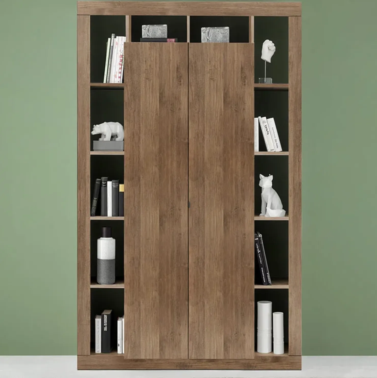 Garnero Arredamenti Armadio soggiorno 134x217h cm 2 ante moderna rovere scuro Trilogy Noce