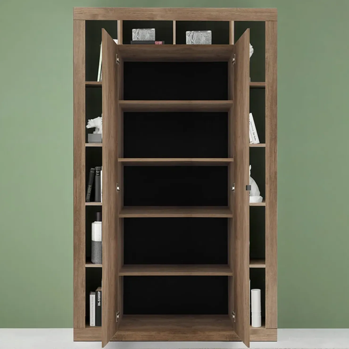 Garnero Arredamenti Armadio soggiorno 134x217h cm 2 ante moderna rovere scuro Trilogy Noce