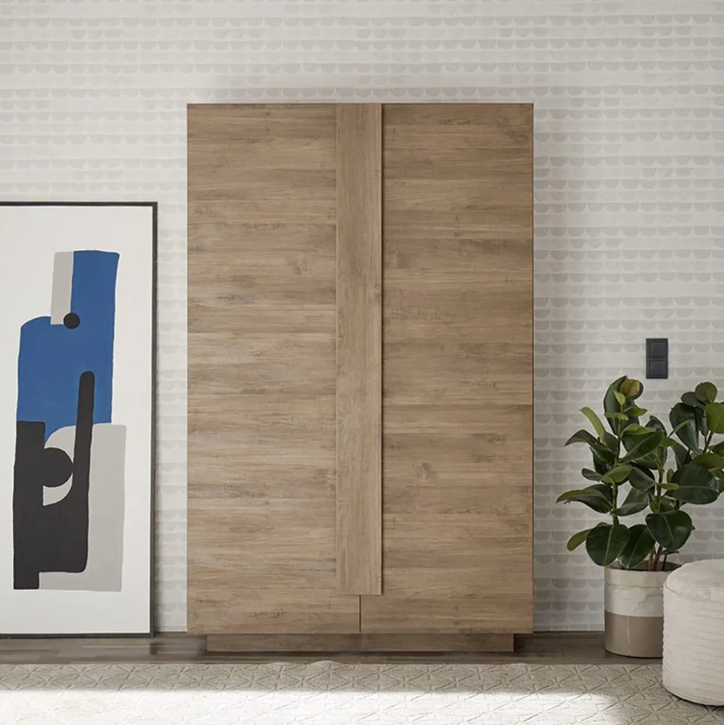 Garnero Arredamenti Armadio soggiorno 120x193h cm 2 ante moderno Alvarez Rovere