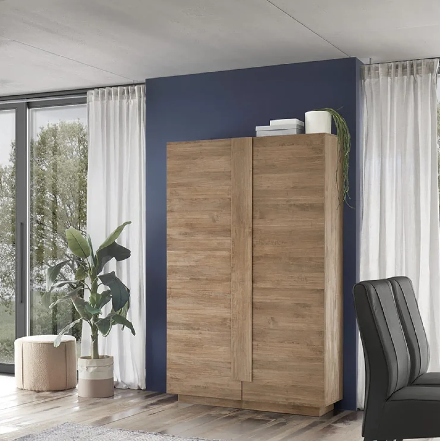 Garnero Arredamenti Armadio soggiorno 120x193h cm 2 ante moderno Alvarez Rovere