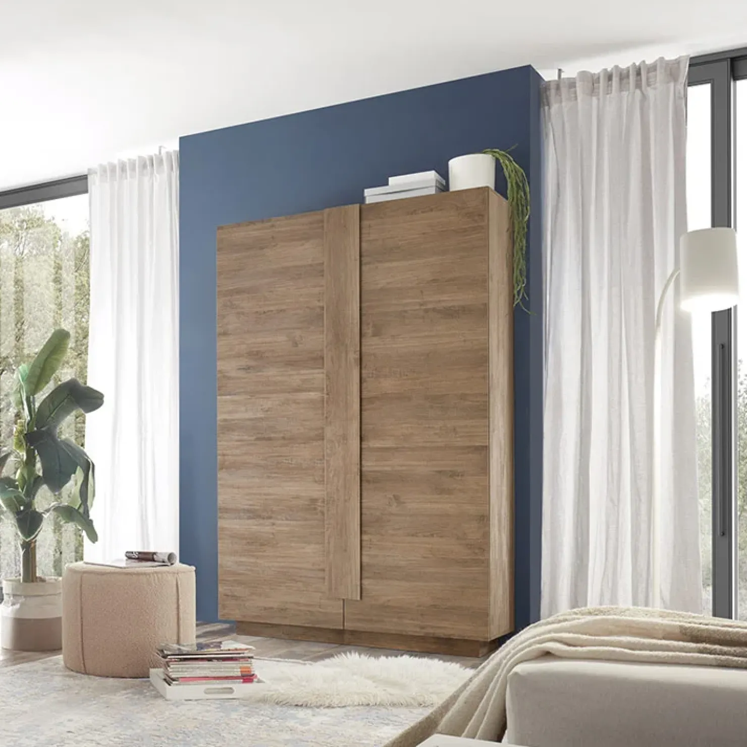 Garnero Arredamenti Armadio soggiorno 120x193h cm 2 ante moderno Alvarez Rovere