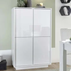 Garnero Arredamenti Armadio soggiorno 92x145h cm 4 ante soggiorno bianco lucido Spirit Discount