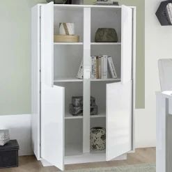 Garnero Arredamenti Armadio soggiorno 92x145h cm 4 ante soggiorno bianco lucido Spirit Discount