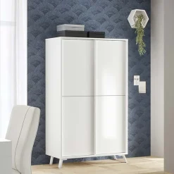 Garnero Arredamenti Armadio soggiorno 104x174h cm 4 ante moderno Tosca Bianco Lucido Discount