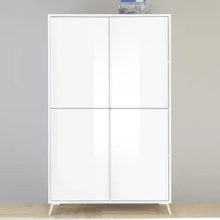 Garnero Arredamenti Armadio soggiorno 104x174h cm 4 ante moderno Tosca Bianco Lucido Discount