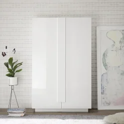 Garnero Arredamenti Armadio soggiorno 120x193h cm 2 ante moderno bianco laccato lucido Alvarez Bianco Lucido
