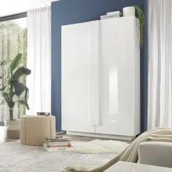 Garnero Arredamenti Armadio soggiorno 120x193h cm 2 ante moderno bianco laccato lucido Alvarez Bianco Lucido