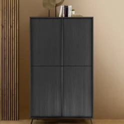 Garnero Arredamenti Armadio soggiorno 104x174h cm 4 ante moderna Tosca Nero Frassinato Best