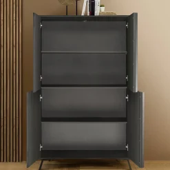 Garnero Arredamenti Armadio soggiorno 104x174h cm 4 ante moderna Tosca Nero Frassinato Best