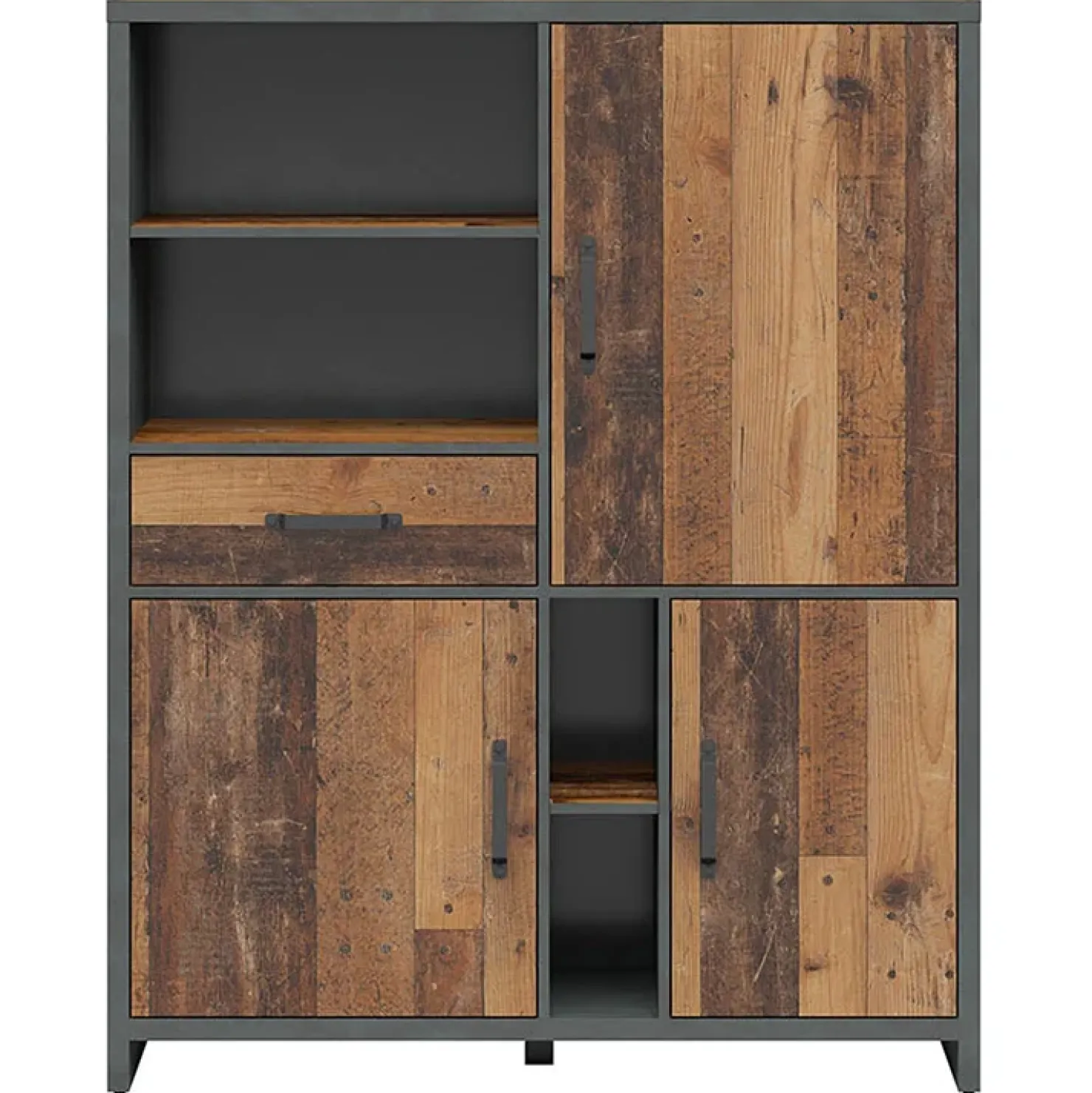 Garnero Arredamenti Armadio soggiorno 120x150h cm 3 ante stile soft rovere scuro nero Urbania Hot