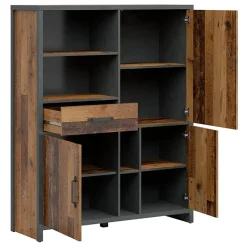 Garnero Arredamenti Armadio soggiorno 120x150h cm 3 ante stile soft rovere scuro nero Urbania Hot