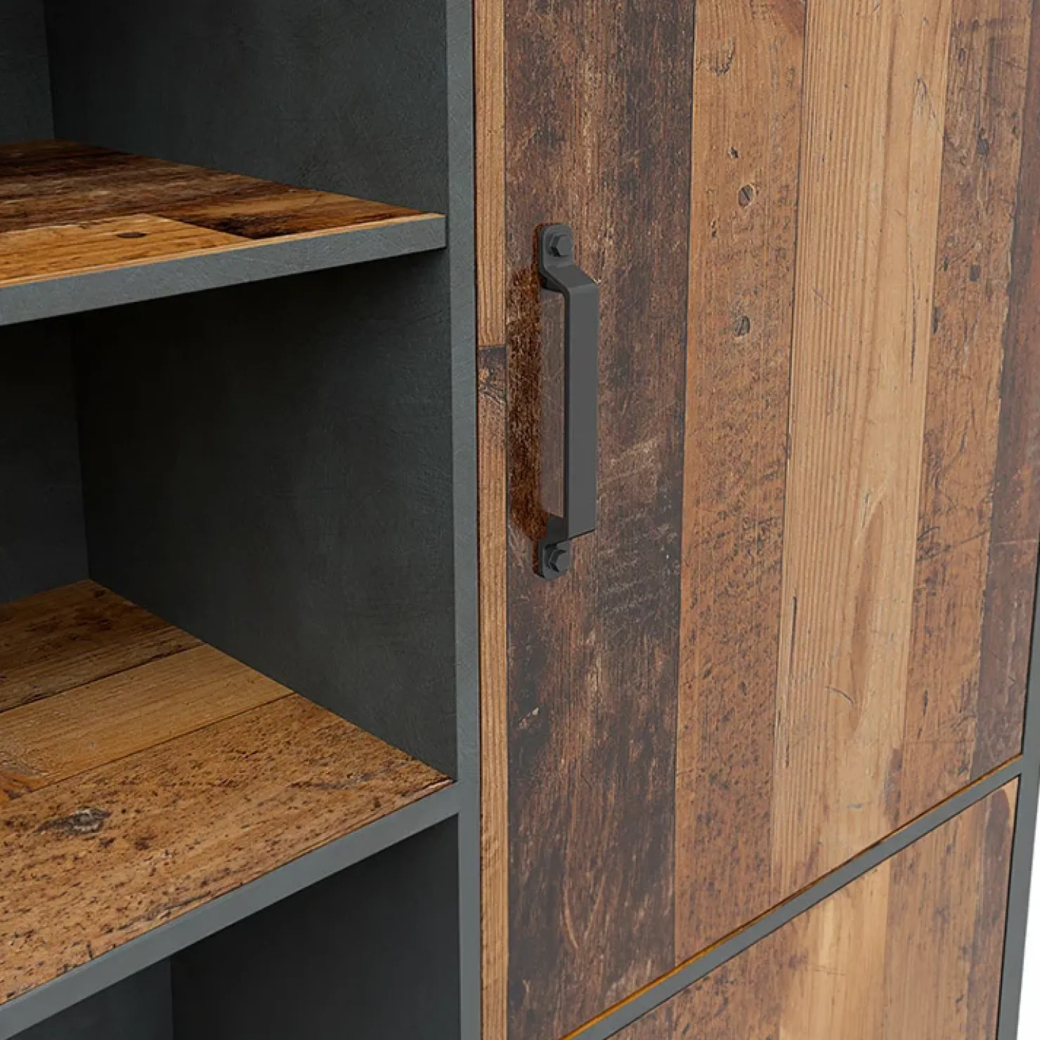 Garnero Arredamenti Armadio soggiorno 120x150h cm 3 ante stile soft rovere scuro nero Urbania Hot