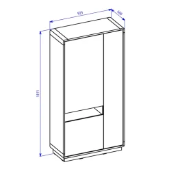 Garnero Arredamenti Armadio soggiorno 92x181h cm 3 ante moderno nero opaco rovere Esmond Hot