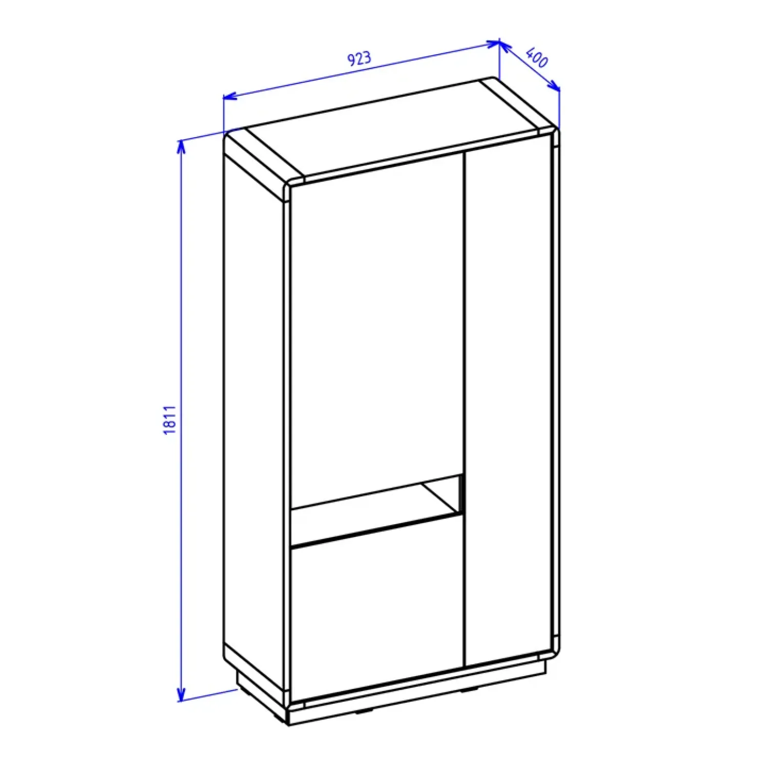 Garnero Arredamenti Armadio soggiorno 92x181h cm 3 ante moderno nero opaco rovere Esmond Hot