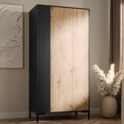 Garnero Arredamenti Armadio soggiorno 90x184h cm 2 ante rovere nero Duble Sale