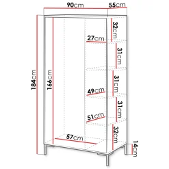Garnero Arredamenti Armadio soggiorno 90x184h cm 2 ante rovere nero Duble Sale