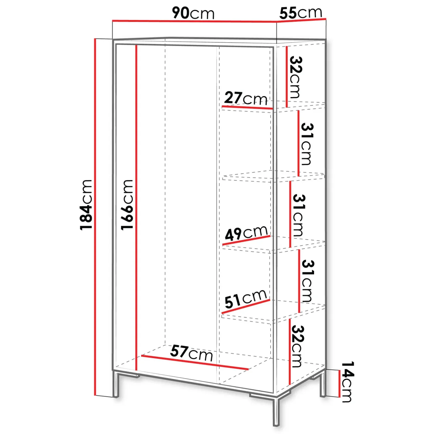 Garnero Arredamenti Armadio soggiorno 90x184h cm 2 ante rovere nero Duble Sale