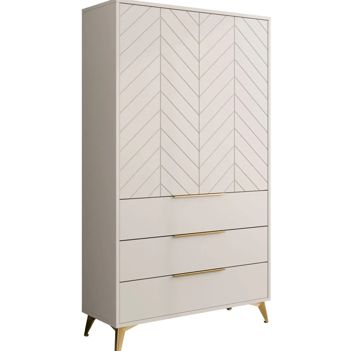 Garnero Arredamenti Armadio soggiorno 104x180h cm 2 ante 6 cassetti beige con frontali serigrafati Miriam Outlet