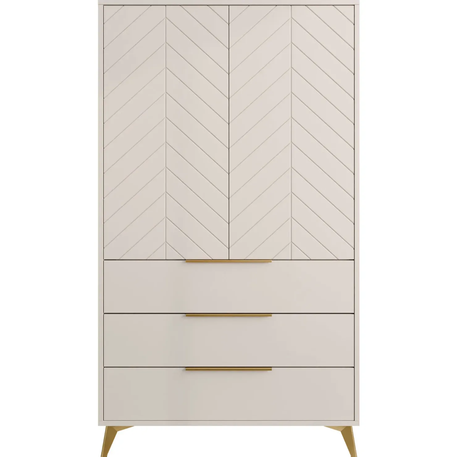 Garnero Arredamenti Armadio soggiorno 104x180h cm 2 ante 6 cassetti beige con frontali serigrafati Miriam Outlet