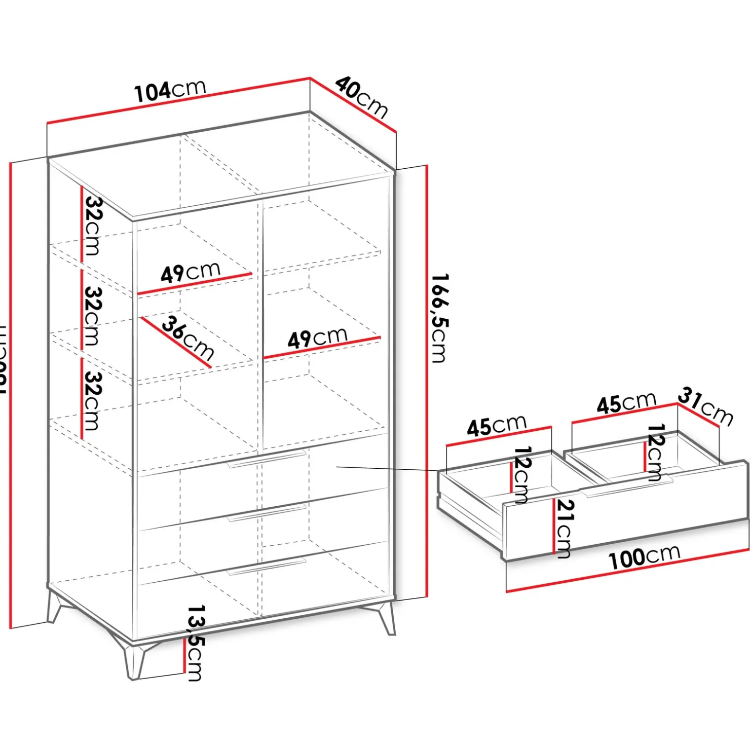 Garnero Arredamenti Armadio soggiorno 104x180h cm 2 ante 6 cassetti beige con frontali serigrafati Miriam Outlet