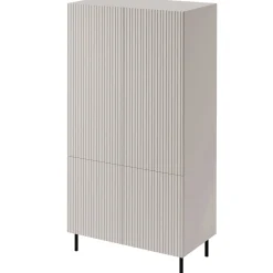 Garnero Arredamenti Armadio soggiorno 90x185h cm 4 ante con frontali cannettati beige Ziggy Discount