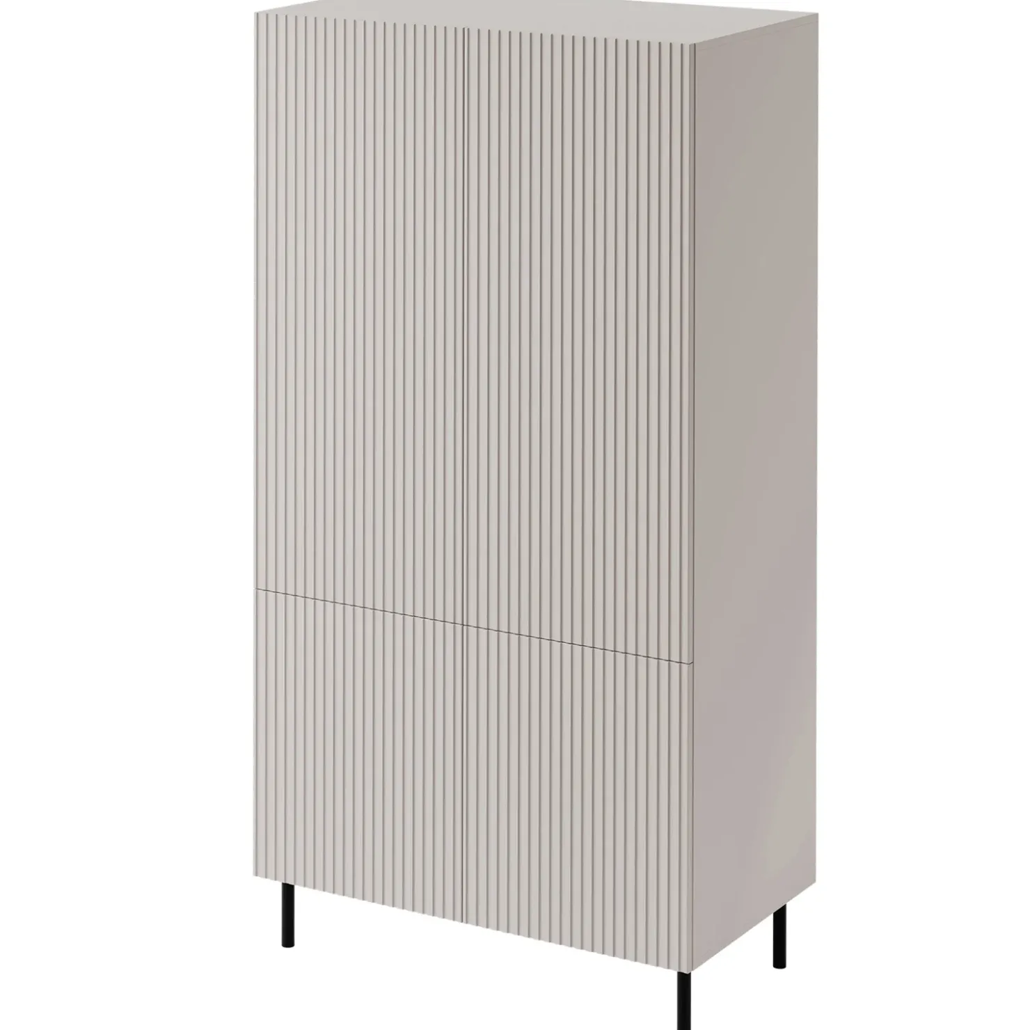 Garnero Arredamenti Armadio soggiorno 90x185h cm 4 ante con frontali cannettati beige Ziggy Discount