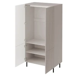 Garnero Arredamenti Armadio soggiorno 90x185h cm 4 ante con frontali cannettati beige Ziggy Discount