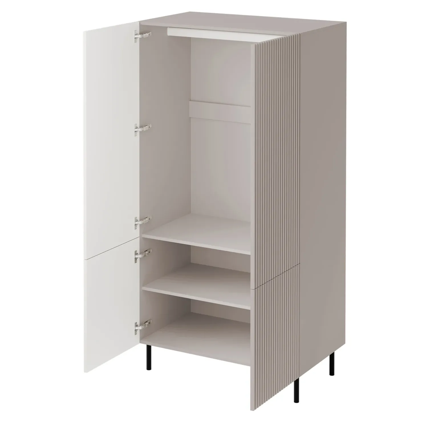 Garnero Arredamenti Armadio soggiorno 90x185h cm 4 ante con frontali cannettati beige Ziggy Discount