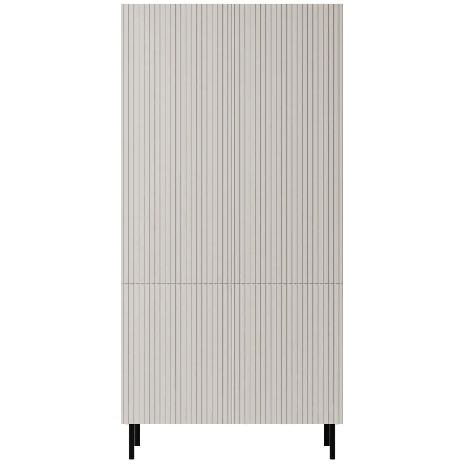 Garnero Arredamenti Armadio soggiorno 90x185h cm 4 ante con frontali cannettati beige Ziggy Discount