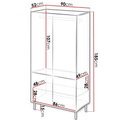 Garnero Arredamenti Armadio soggiorno 90x185h cm 4 ante con frontali cannettati beige Ziggy Discount