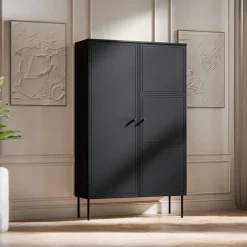 Garnero Arredamenti Armadio soggiorno 100x166h cm 2 ante Stark Nero Opaco New