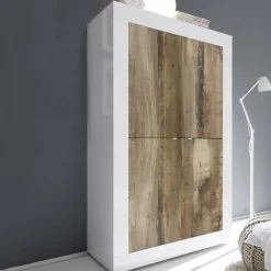 Garnero Arredamenti Armadio soggiorno 102x162h cm 4 ante moderno bianco lucido pero Eternity Rovere - Bianco Lucido Hot