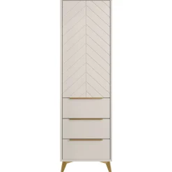 Garnero Arredamenti Armadio soggiorno 54x180h cm 1 anta 6 cassetti beige con frontali serigrafati Miriam Hot