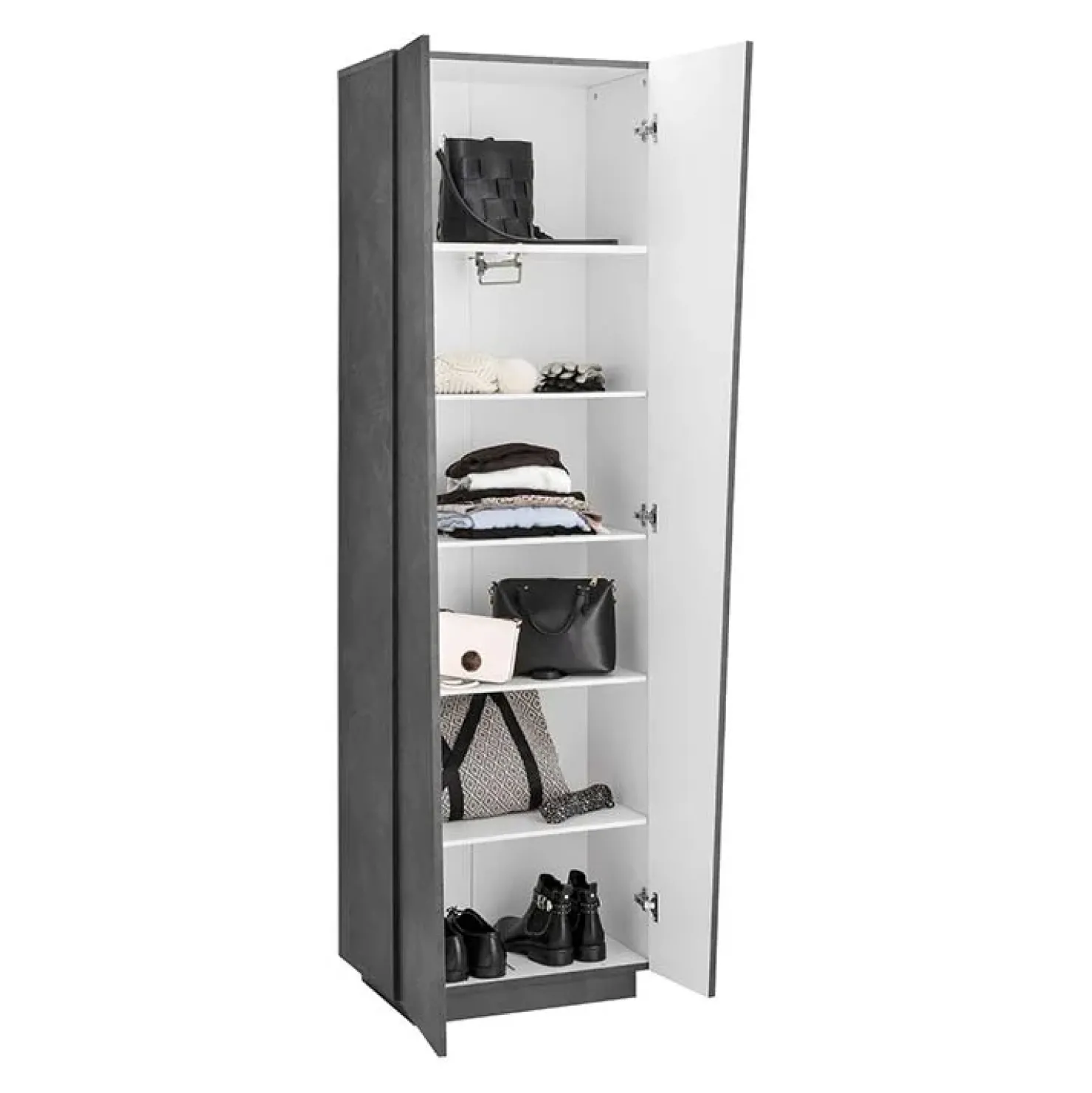 Garnero Arredamenti Armadio soggiorno 60x200h cm moderno 2 ante Candia Gihome® Ossido