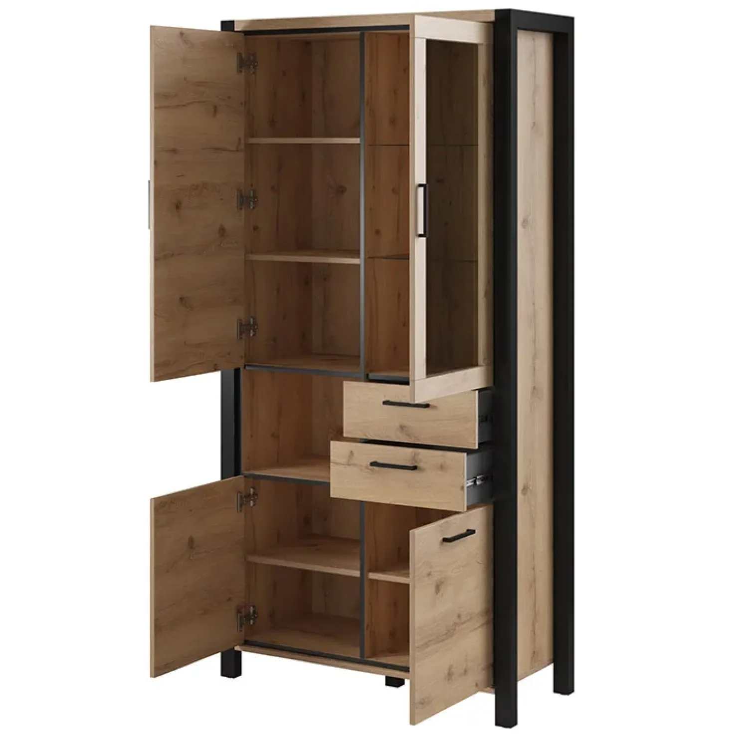 Garnero Arredamenti Armadio soggiorno100x200h cm industrial quercia nero opaco Neive Online