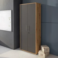 Garnero Arredamenti Armadio ufficio 79x188 cm 2 ante rovere grafite Woody Grafite - Rovere Rustico Clearance