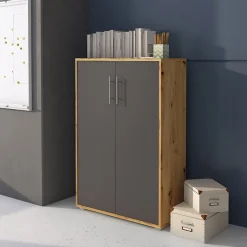 Garnero Arredamenti Armadio ufficio 79x118h cm 2 ante rovere grafite Woody Grafite - Rovere Rustico New
