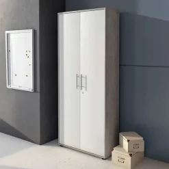 Garnero Arredamenti Armadio ufficio 79x188h cm 2 ante bianco frassinato cemento Woody Bianco Frassinato - Cemento Discount