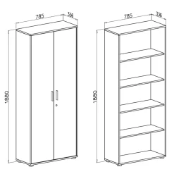 Garnero Arredamenti Armadio ufficio 79x188h cm 2 ante bianco frassinato cemento Woody Bianco Frassinato - Cemento Discount