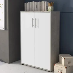 Garnero Arredamenti Armadio ufficio 79x118h cm 2 ante bianco frassinato cemento Woody Cemento - Bianco Frassinato Online