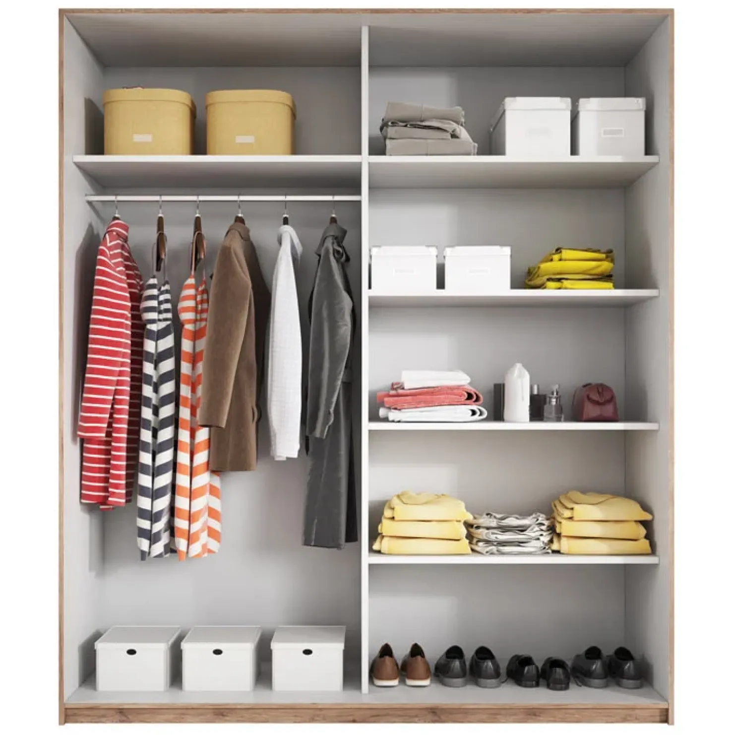 Garnero Arredamenti Armadio 180x210cm 2 ante scorrevoli rovere sanremo bianco Logan Gihome® Outlet