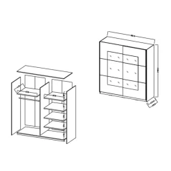Garnero Arredamenti Armadio 180x210cm 2 ante scorrevoli rovere sanremo bianco Logan Gihome® Outlet