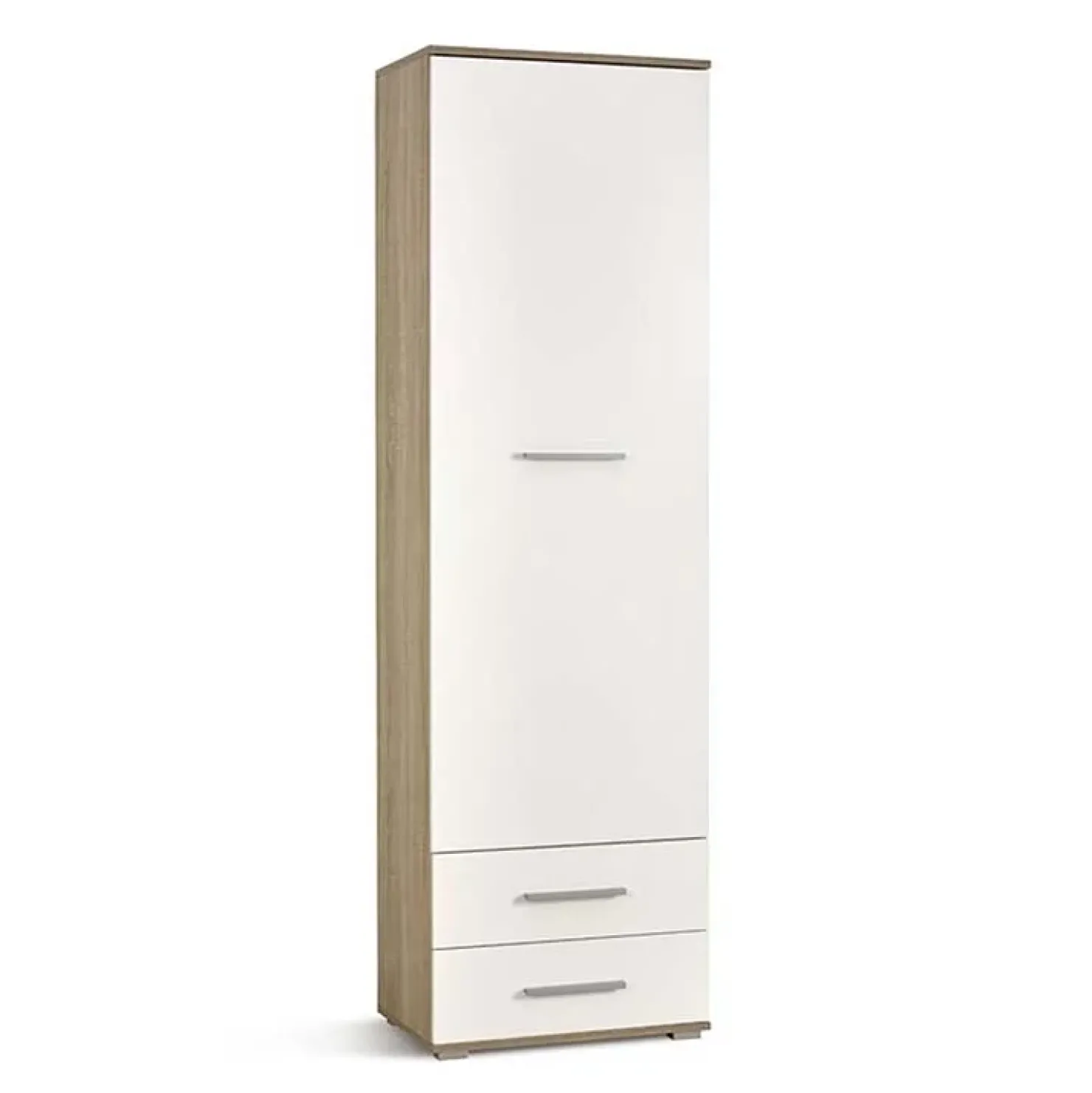 Garnero Arredamenti Armadio 60x200h cm 1 anta 2 cassetti bianco rovere Viki Bianco Opaco - Rovere New