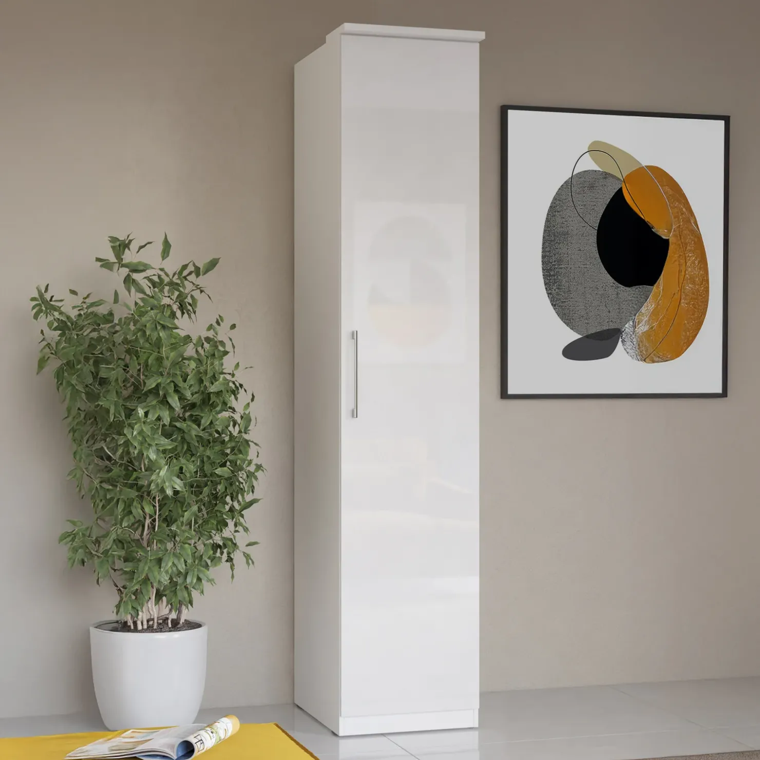 Garnero Arredamenti Armadio 45x217h cm 1 anta moderno bianco opaco e lucido Naper