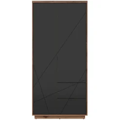 Garnero Arredamenti Armadio 94x201h cm 2 ante 2 cassetti rovere scuro nero opaco Elin Clearance