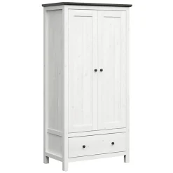 Garnero Arredamenti Armadio 101x203h cm 2 ante 1 cassetto arte povera bianco frassinato grafite Holga Bianco Frassinato - Grafite Best