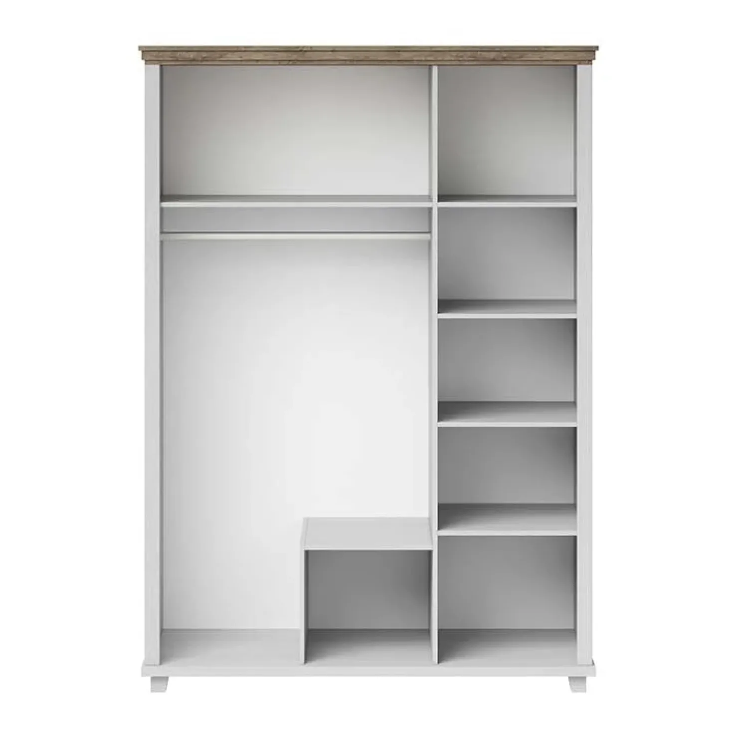 Garnero Arredamenti Armadio 154x216h cm 3 ante 2 cassetti con specchio quercia Texel Bianco Frassinato Clearance