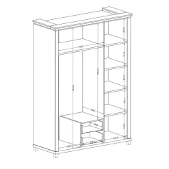 Garnero Arredamenti Armadio 154x216h cm 3 ante 2 cassetti con specchio quercia Texel Bianco Frassinato Clearance