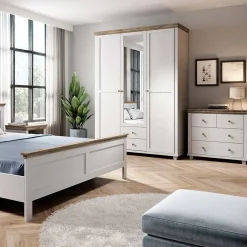 Garnero Arredamenti Armadio 154x216h cm 3 ante 2 cassetti con specchio quercia Texel Bianco Frassinato Clearance